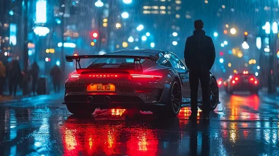 Nighttime Porsche Silhouette