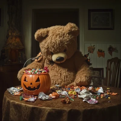 Tired Teddy Bear After Halloween