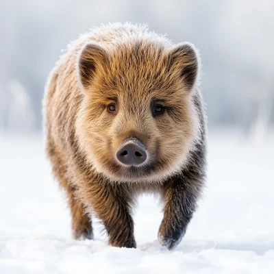 wild boar on a frosty morning