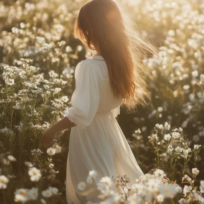 Girl in Flower Field