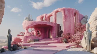 Surreal Pink House in the Desert