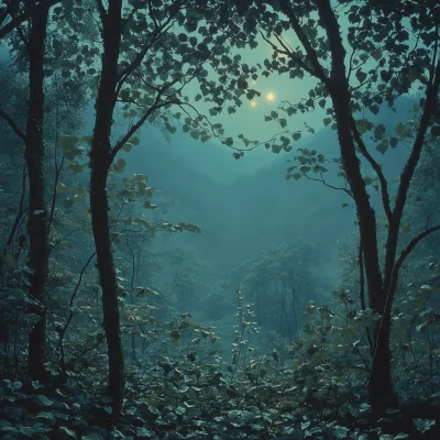 Moonlit Forest Landscape