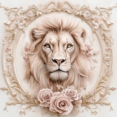 Regal Lion with Roses