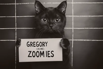 Mugshot of a Cat Named Gregory