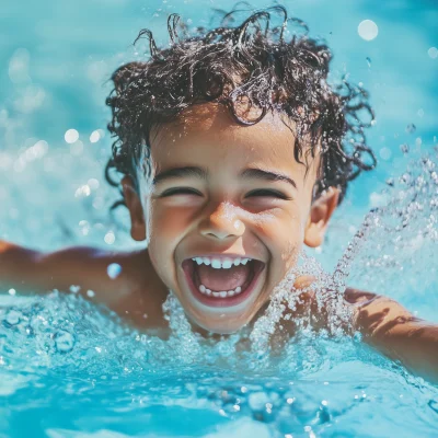 Happy Kid in Swimming Pool