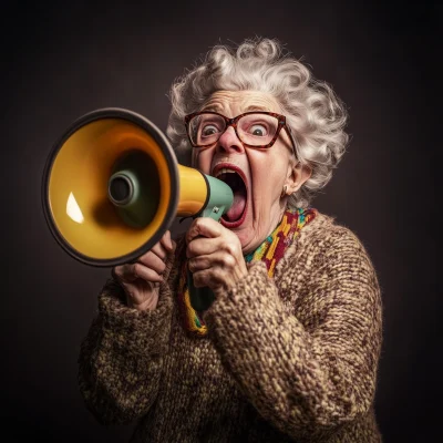 Crazy Grandma with Megaphone