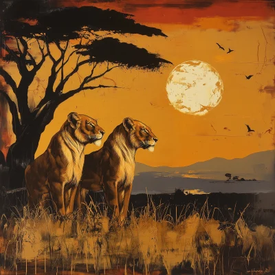 Lions at Sunset