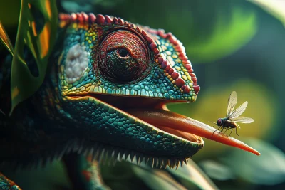 Chameleon Catching Fly