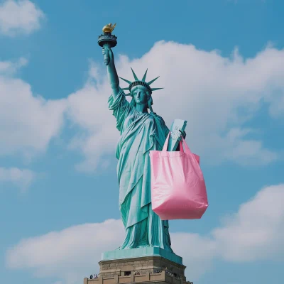 Statue of Liberty with Pink Bag