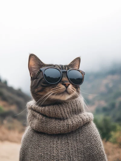 Stylish Cat in the Clouds