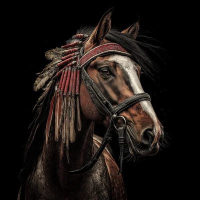 Native American Horse in Headdress