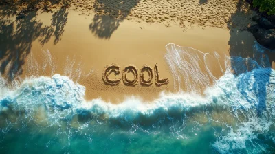 Beach Scene with Cool Written in Sand