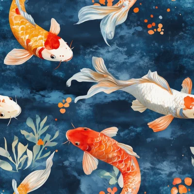 Koi Fish Watercolor Pattern