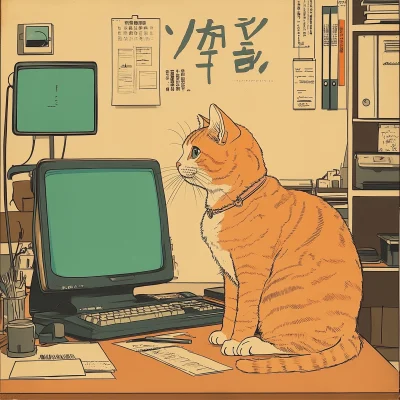 Japanese Retro Cat Poster