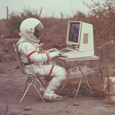 Astronaut in Vintage Setting