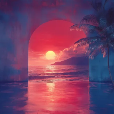 Tropical Sunset Abstract Display