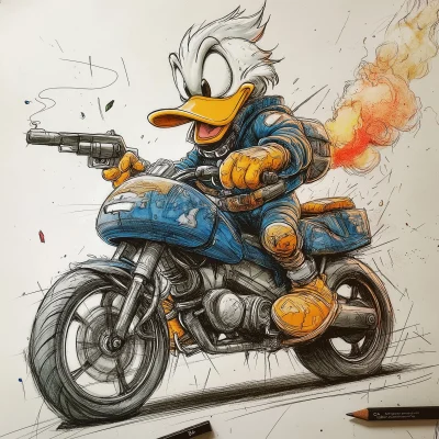 Futuristic Donald Duck in Space