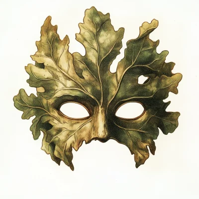 Vintage Oak Leaf Mask Illustration