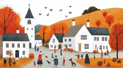 Autumn Village Scene