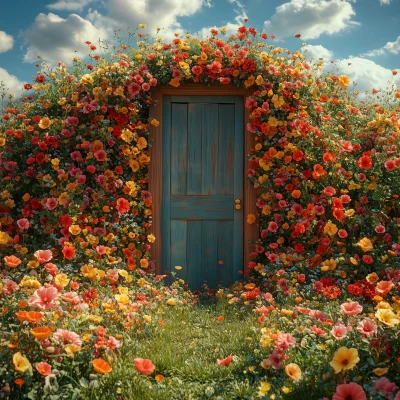 Door Frame Surrounded by Flowers