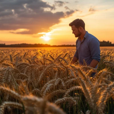 Farmer at Sunset