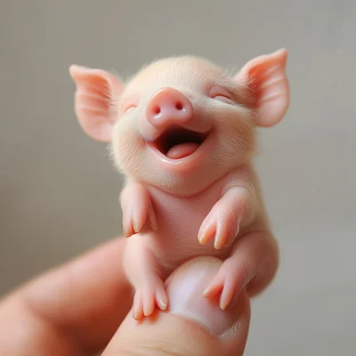 Tiny Piglet on Finger