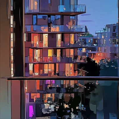 Apartment Building by Night