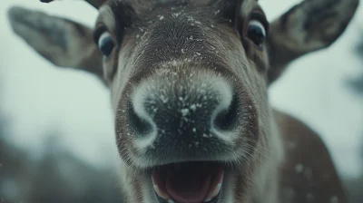 Scared Reindeer Closeup