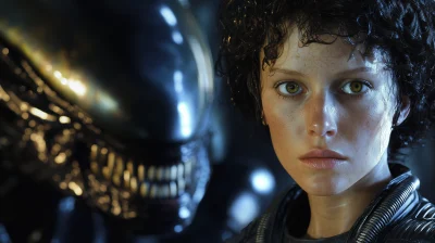 Ripley in a Dark Sci-Fi Setting