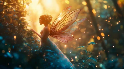 Vibrant Fairy in Enchanted Forest