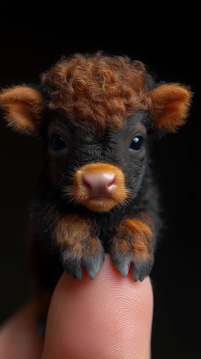 Micro Baby Buffalo on Finger