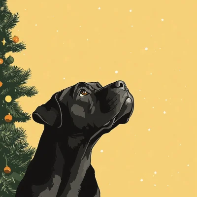 Cane Corso and Christmas Tree