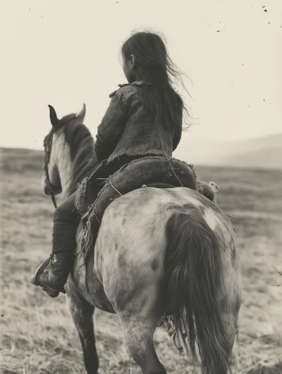 Tibetan Girl on Horse