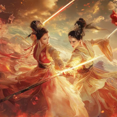 Futuristic Chinese Queens Battle