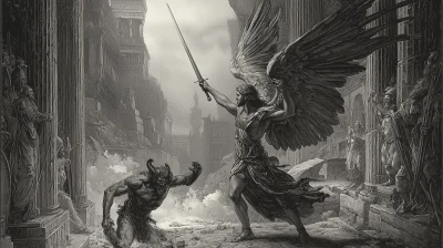 Angel Battling Demon