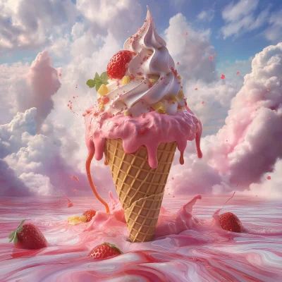 Whimsical Strawberry Ice Cream