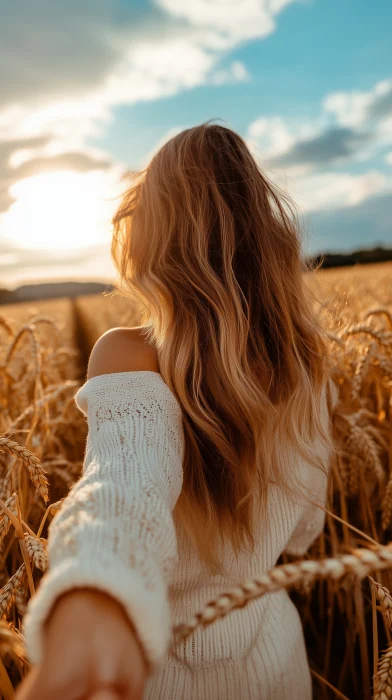 Woman in Oat Farm