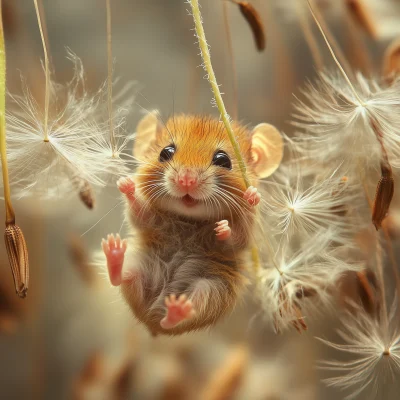 Wasp Mouse on Dandelion