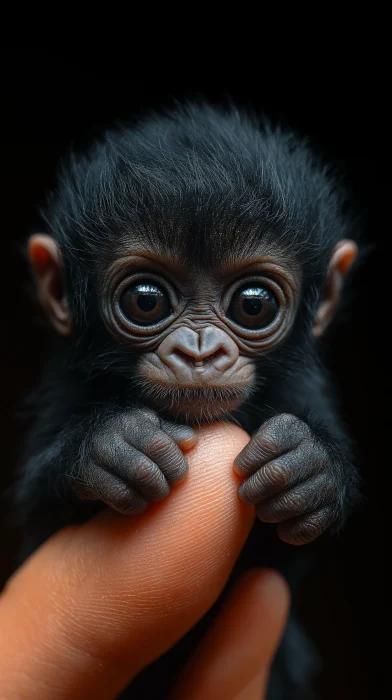 Baby Gorilla on Finger