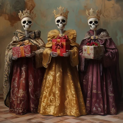 Three Skeletons as Kings