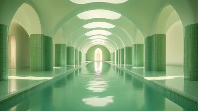 Retro Futuristic Spa Interior