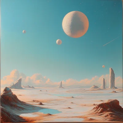 Horizon View of a Planet with Moons