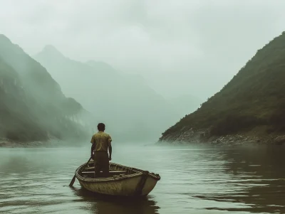 Eerie Aerial View of a Fisherman