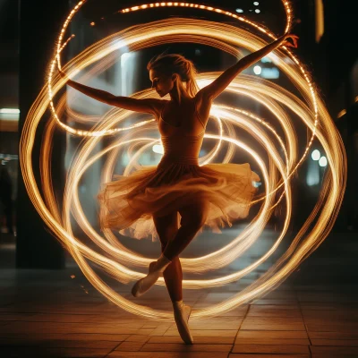 Graceful Dancer in City Lights