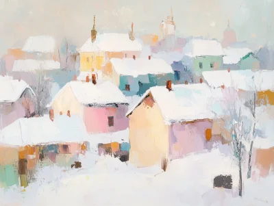 Pastel Winter Cityscape