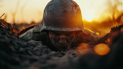 Ukrainian Soldier at Sunset