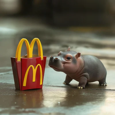 Baby Hippo and Mascot Friendship