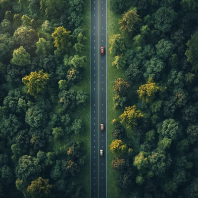 Top View of a Forest Road