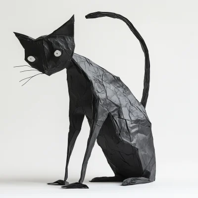 Scared Black Paper Cat