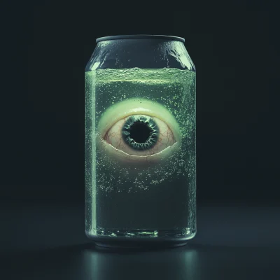 Creepy Eyeball in Neon Drink